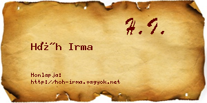 Hőh Irma névjegykártya